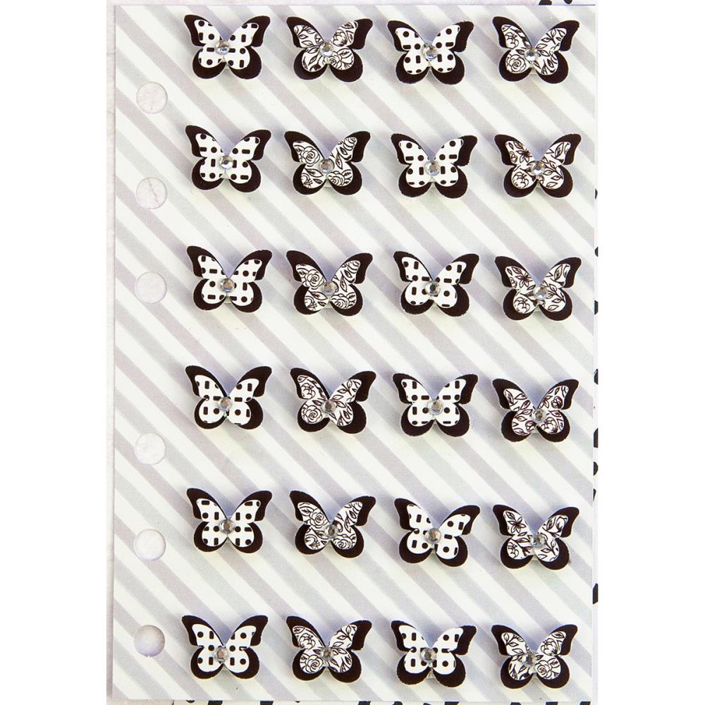 Flowers Butterflies Black & White