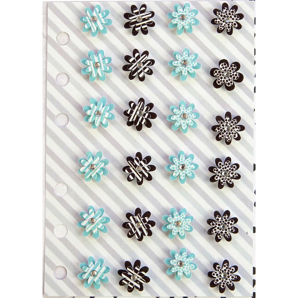 Flowers Aqua & White, Black & White