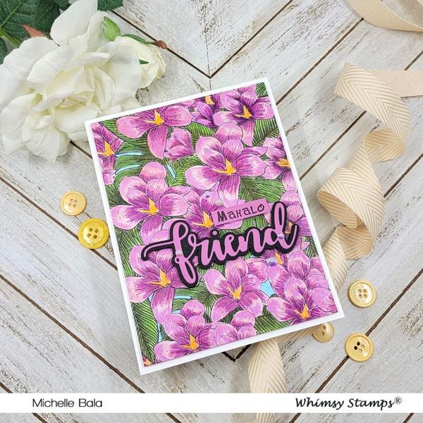 Hawaiian Floral - Rubber Cling Stamp