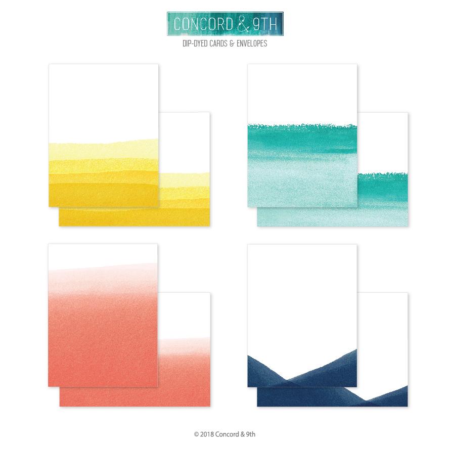 Dip-Dyed Cards & Envelopes