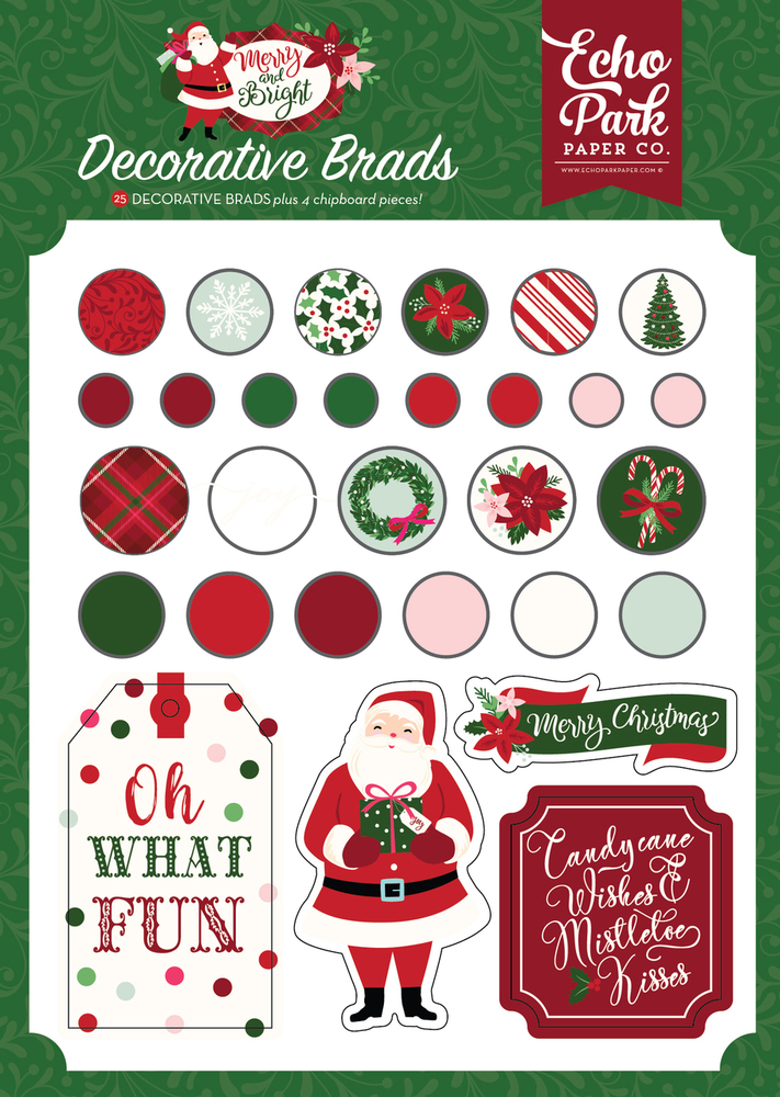 Merry & Bright Decorative Brads - Echo Park