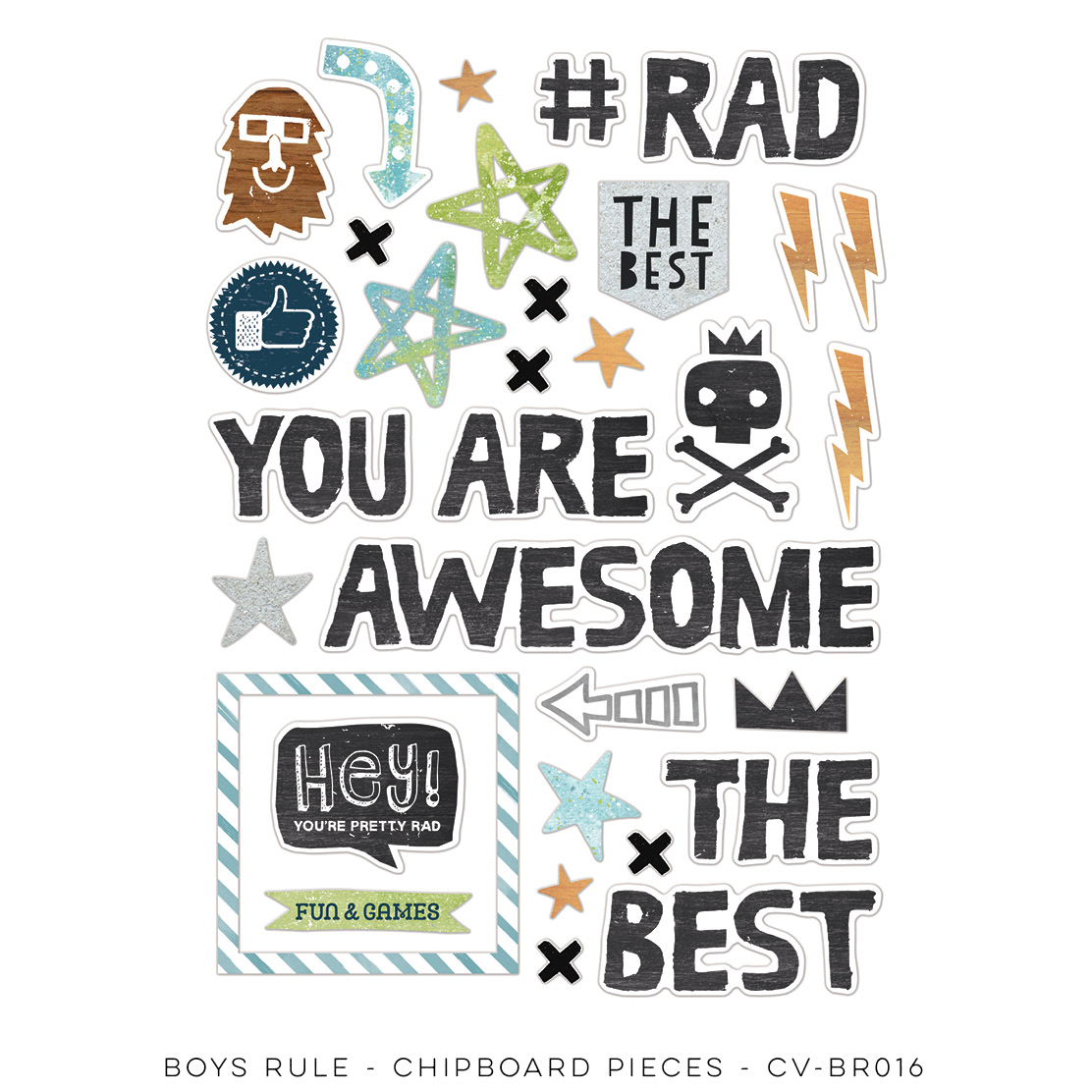 Chipboard Accents Pack - Boys Rule