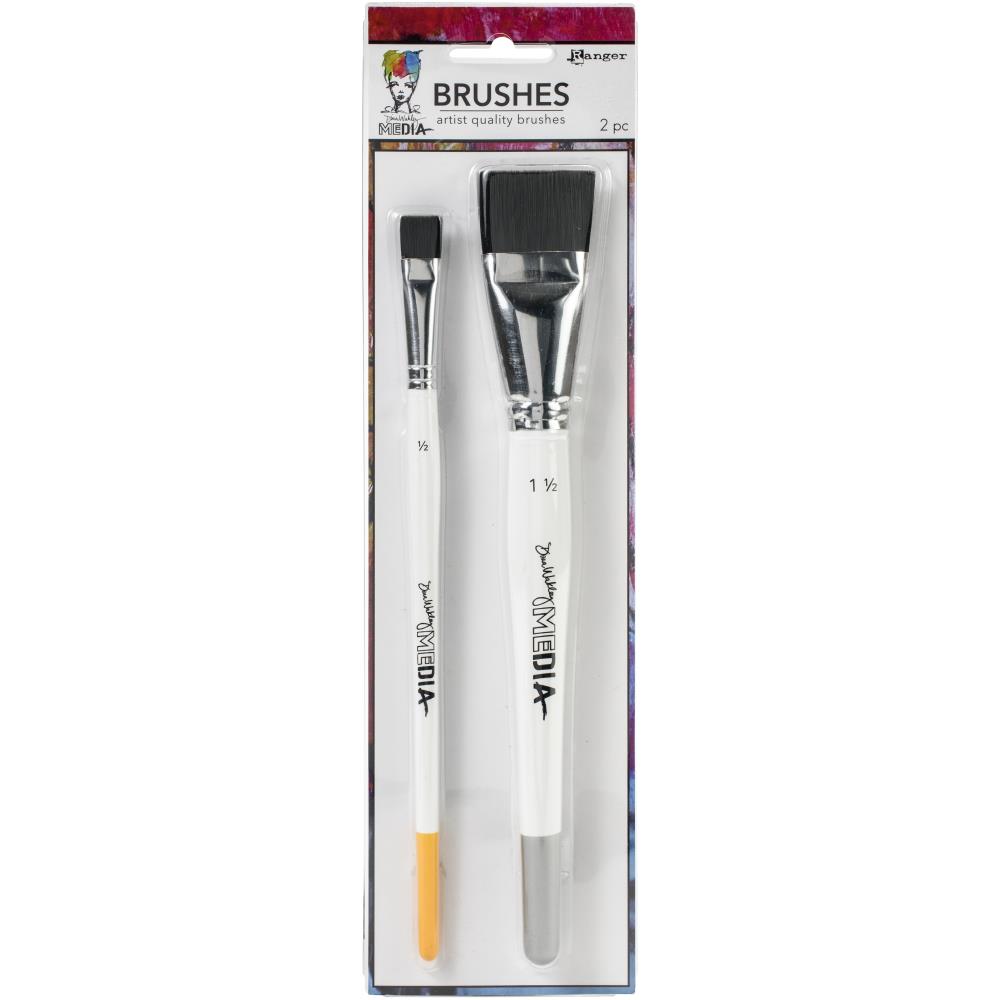 Bristle Brushes - Dina Wakley Media Stiff - 2/Pkg Bristle Brushes - Dina Wakley Media Stiff - 2/Pkg