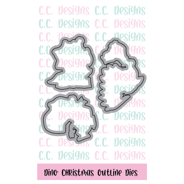 Dino Christmas - Outline Metal Die