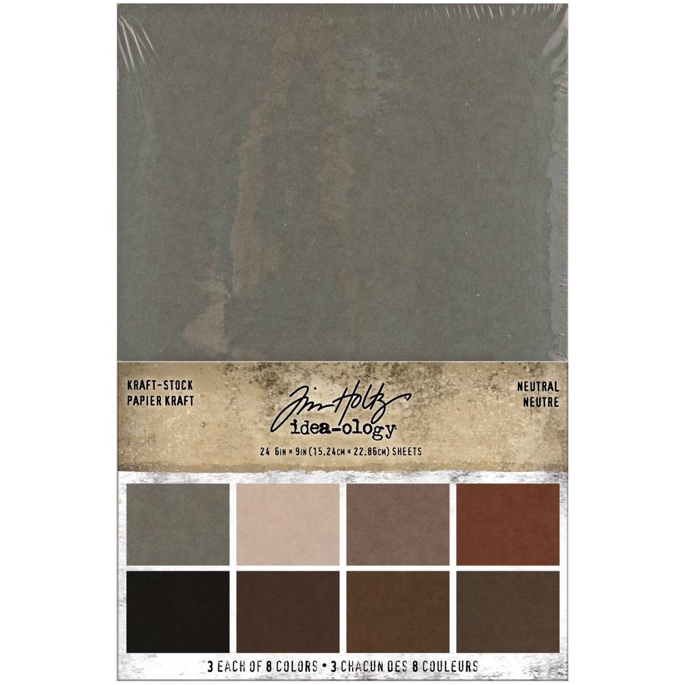 Neutral, 8 Colors/3 Each - Idea-Ology Kraft-Stock Stack Cardstock Pad