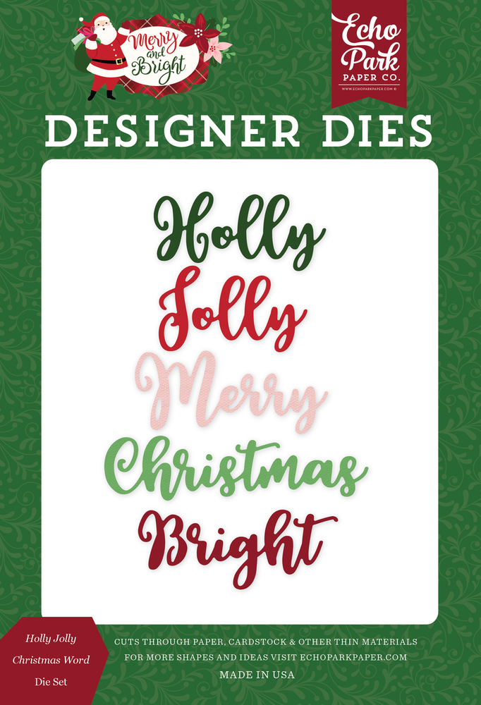 Holly Jolly Christmas Word Die Set - Echo Park