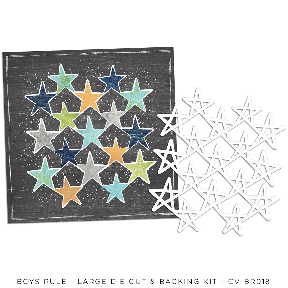 Large Die Cut & Backing Kit - Boys Rule Large Die Cut & Backing Kit - Boys Rule