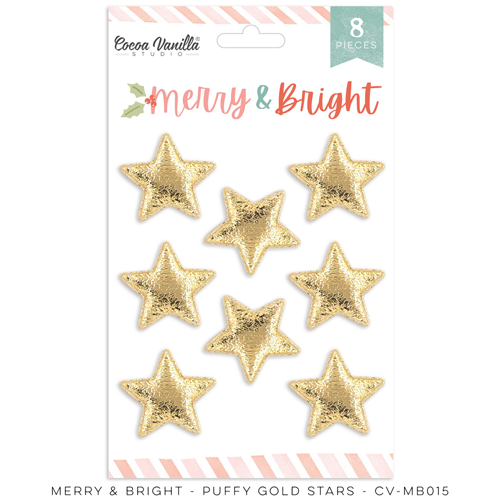 Puffy Gold Stars - MERRY & BRIGHT - Joy To The World