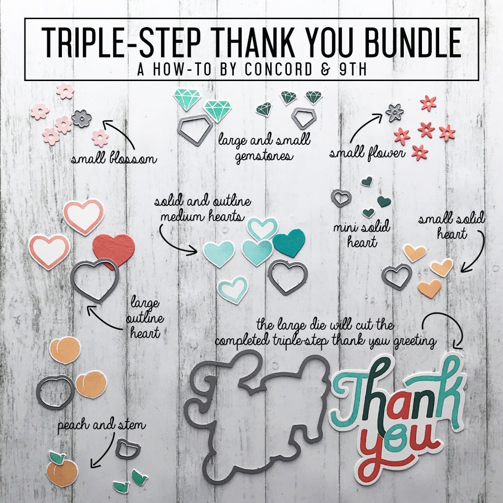 Triple-Step Thank You - Dies