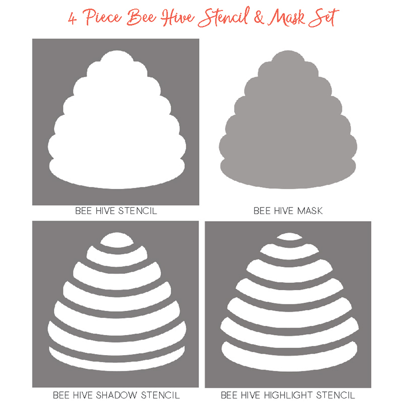 Honey Bee Hive Stencils & Mask- Set of 4 Honey Bee Hive Stencils & Mask- Set of 4