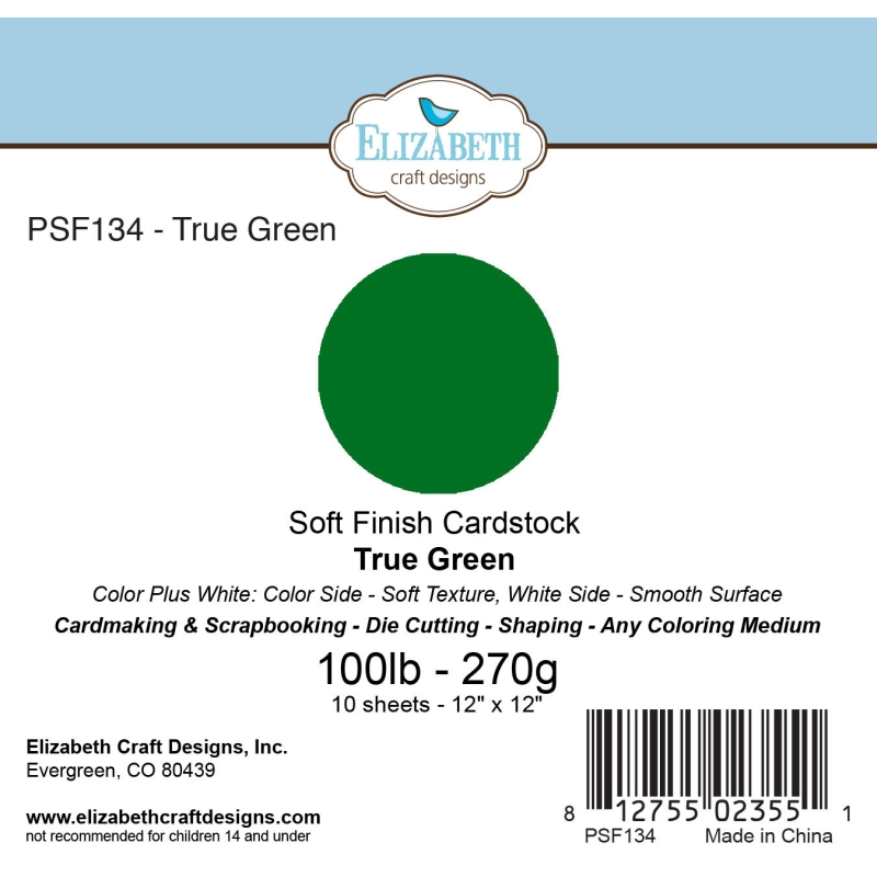 True Green - Soft Finish Cardstock - 270gr - 12"x12"