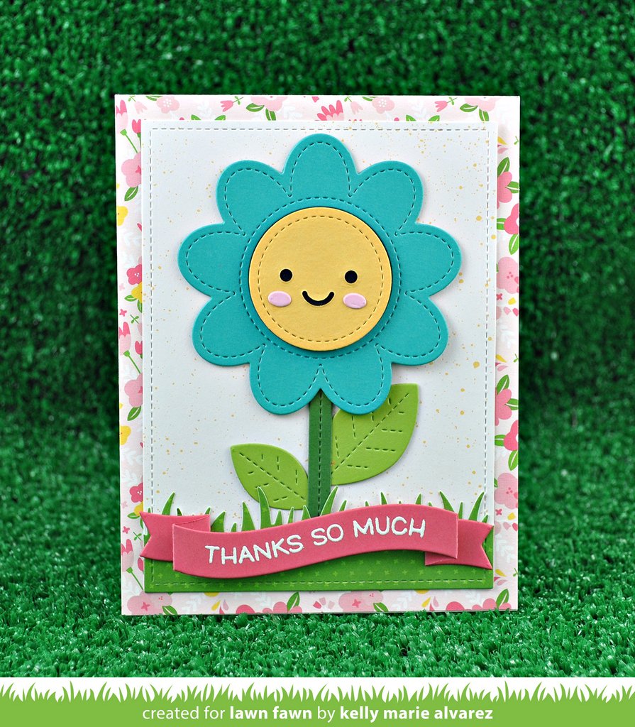 Stitched Flower Frame - lawn cuts