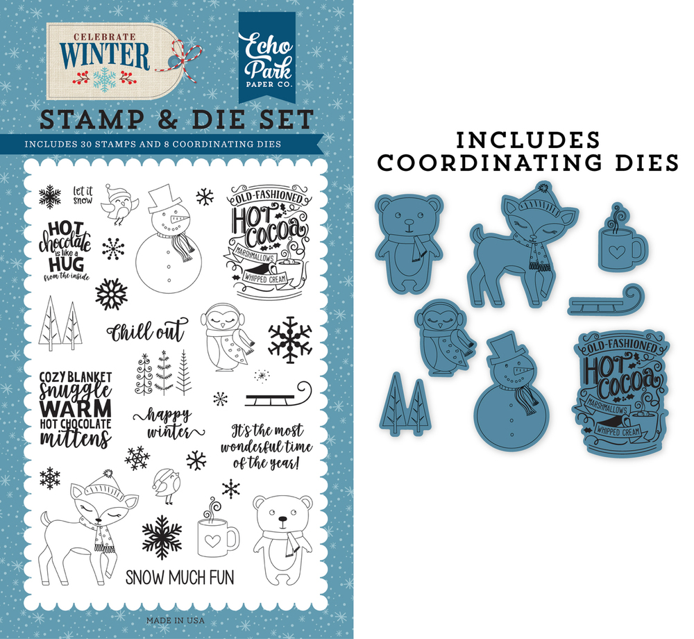 Happy Winter Die & Stamp Set - Celebrate Winter - Echo Park Happy Winter Die & Stamp Set - Celebrate Winter - Echo Park