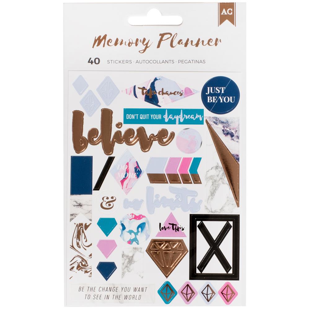 Marble Crush - Words & Icons Stickers - Memory Planner - American Crafts
