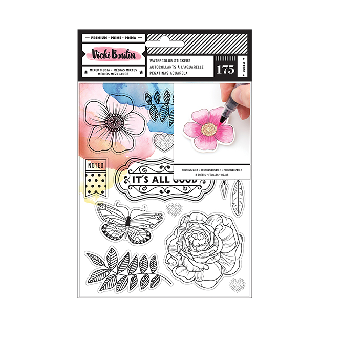 Vicki Boutin Mixed Media Sticker - All The Good Things - Watercolor Sticker Sheet - (175 pieces)