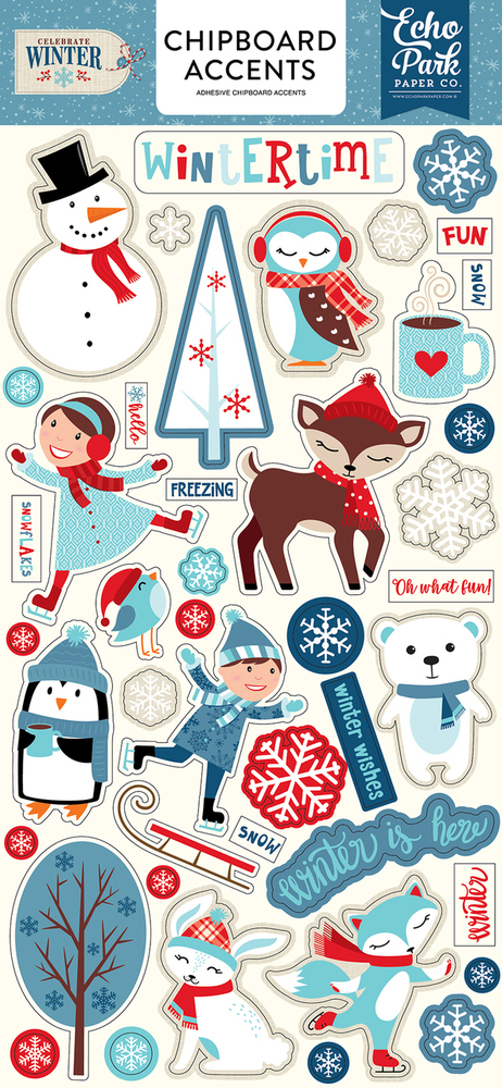 Chipboard Accents 6x13 - Celebrate Winter - Echo Park