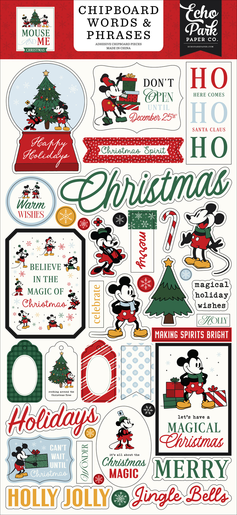 Chipboard Word & Phrases - Mouse And Me Christmas - Echo Park