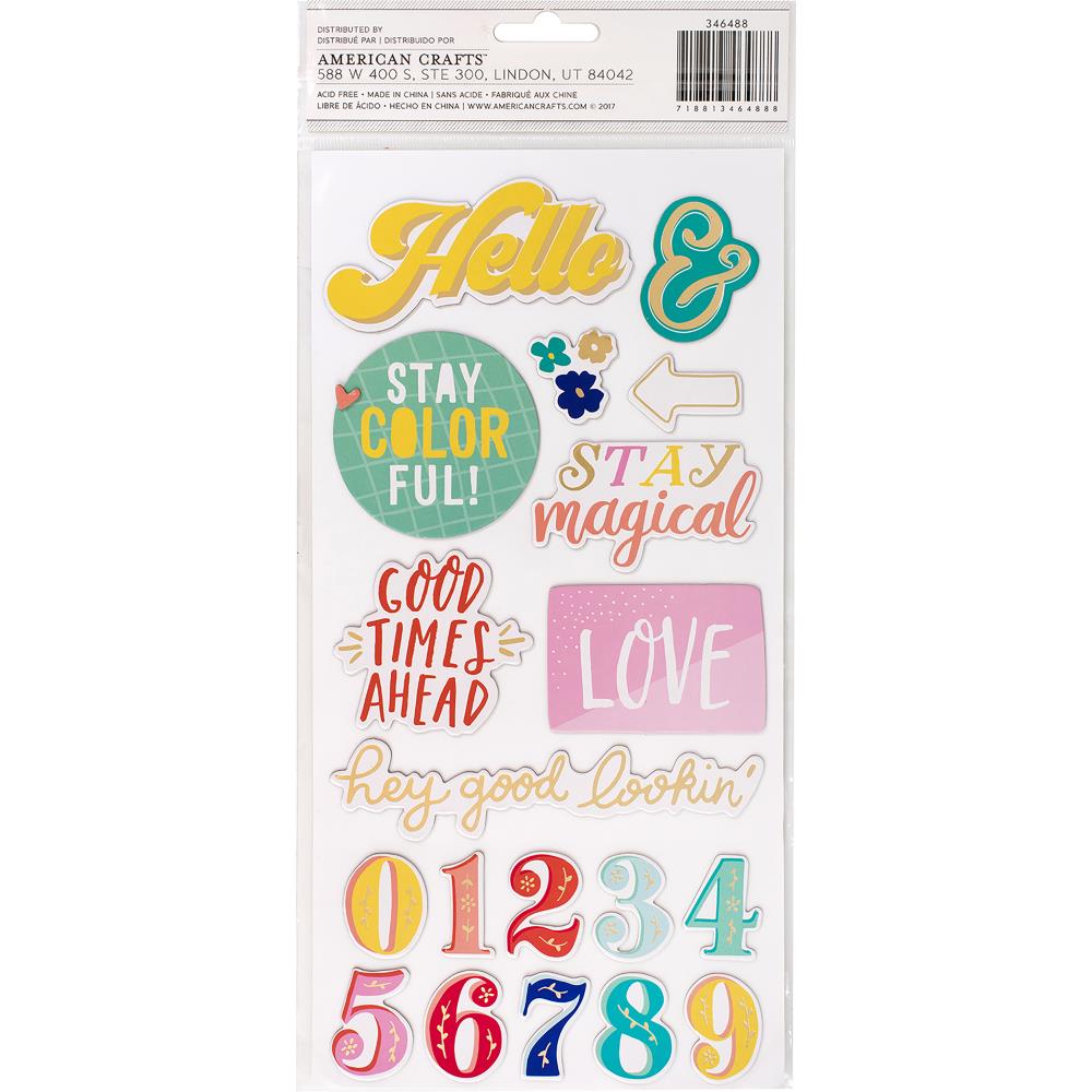 Dear Lizzy Stay Colorful Thickers Stickers - Groovy Phrase/Matte Gold Accent Chip Dear Lizzy Stay Colorful Thickers Stickers - Groovy Phrase/Matte Gold Accent Chip