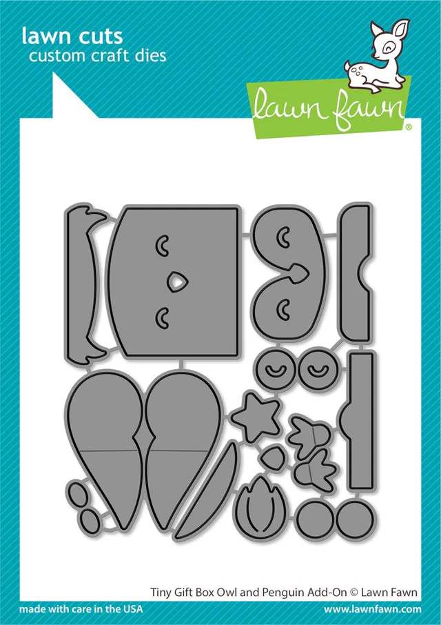 Tiny Gift Box Owl And Penguin Add-On - Lawn Cuts