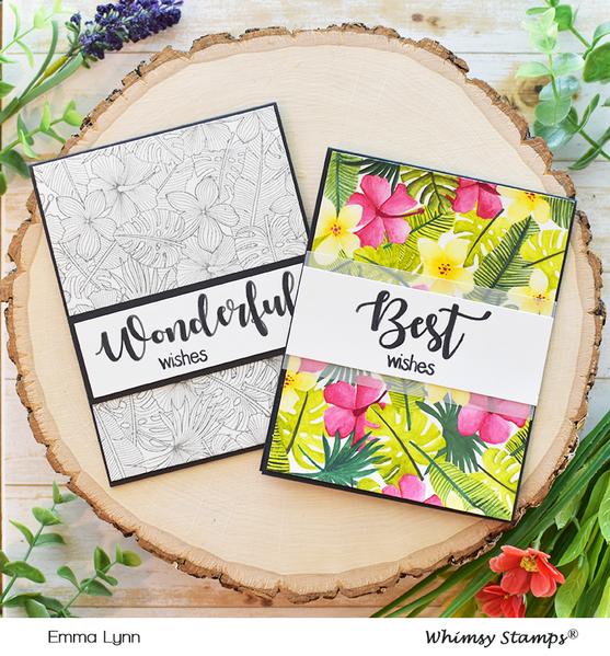 Tropical Floral Background - Rubber Cling Stamp