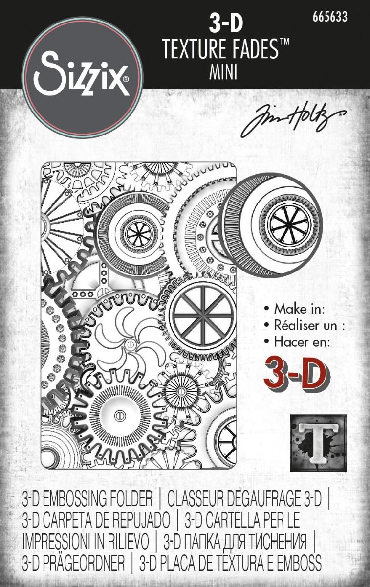 Mini Mechanics - Sizzix 3-D Texture Fades Embossing Folder -  by Tim Holtz
