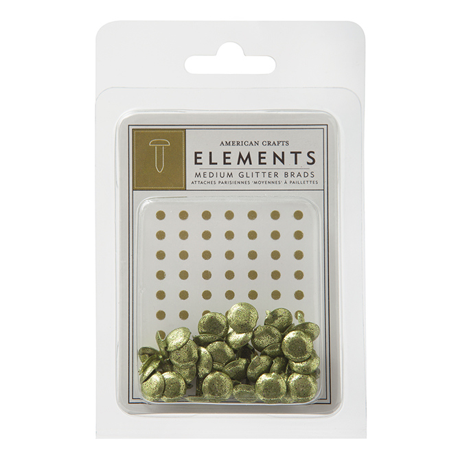 Leaf - Medium Glitter Brads