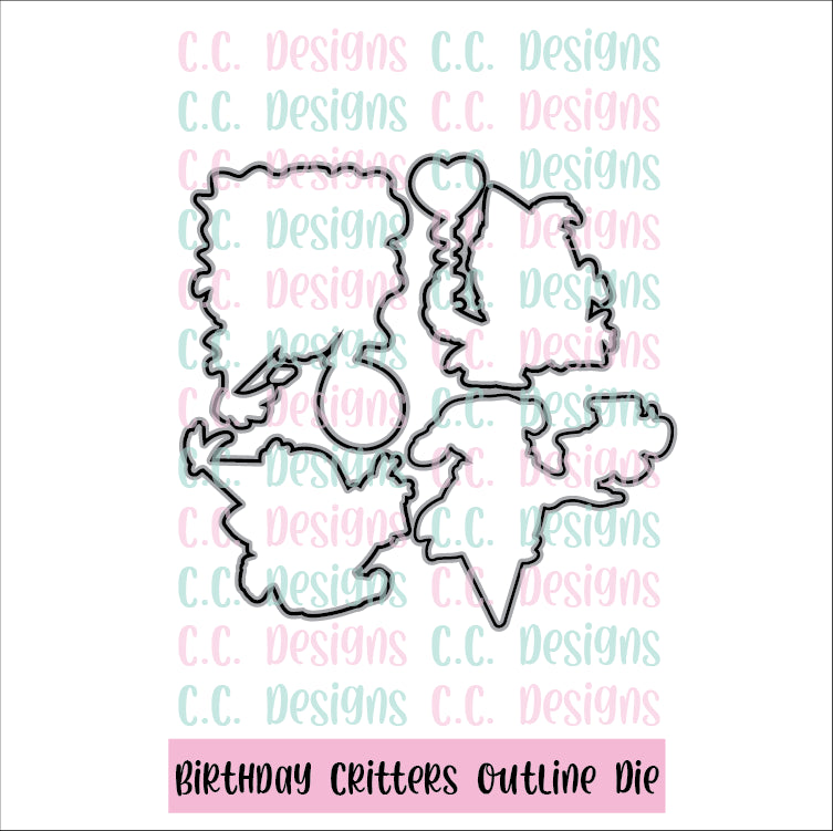 Birthday Critters - Outline Metal Die