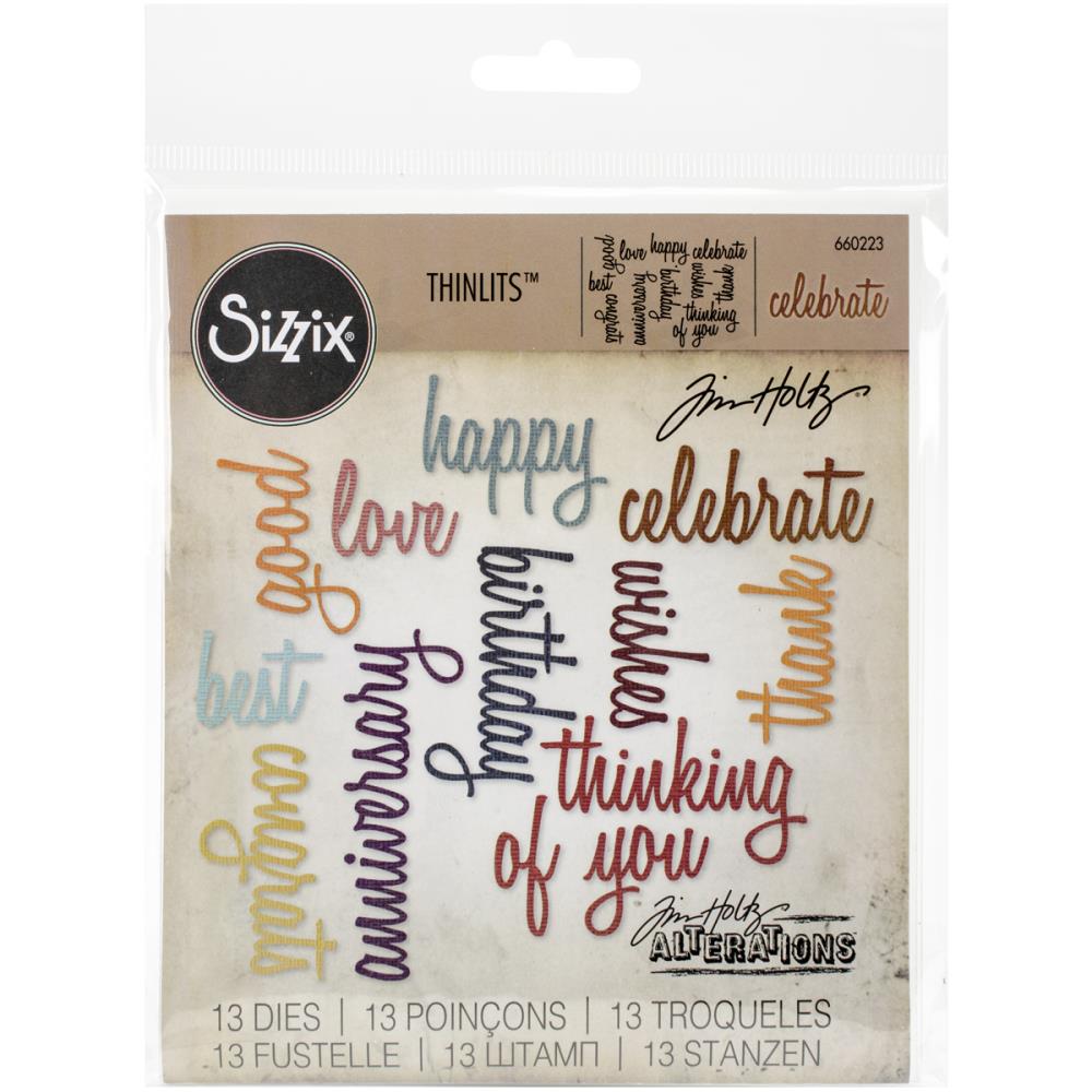 Celebration Script Words - Sizzix Thinlits Dies By Tim Holtz