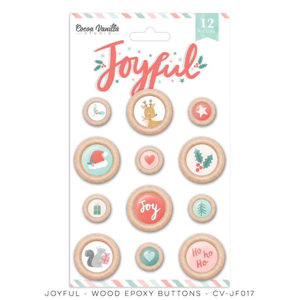 Wood Epoxy Buttons - Joyful