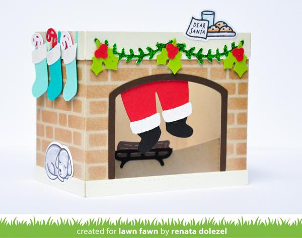Shadow Box Card Fireplace Add-On - Lawn Cuts Shadow Box Card Fireplace Add-On - Lawn Cuts