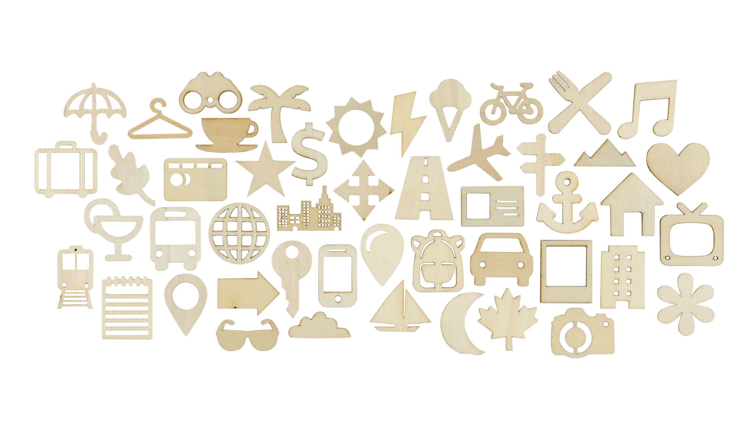 Wood Veneer Travel Icons - Travel Collection 2020 Wood Veneer Travel Icons - Travel Collection 2020