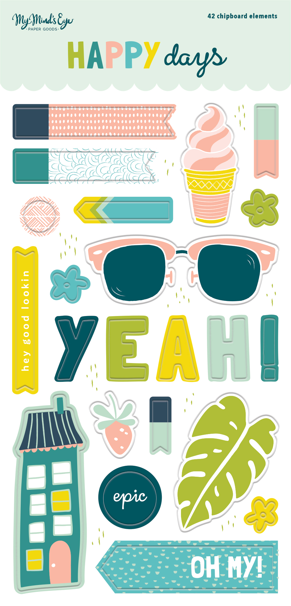 Chipboard Embellishments - Happy Days Collection - My MindÂ´s Eye