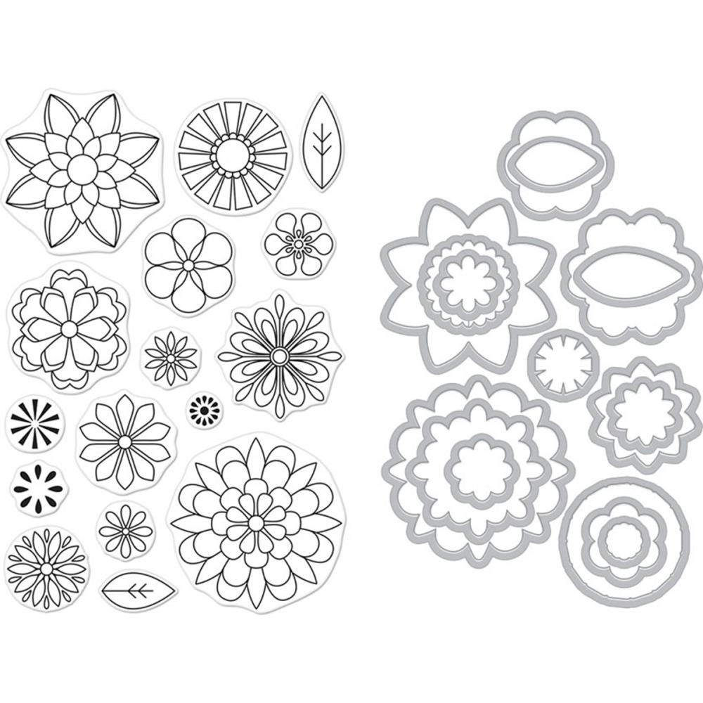 Blossoms For Coloring - Hero Arts Florals Clear Stamp & Die Combo