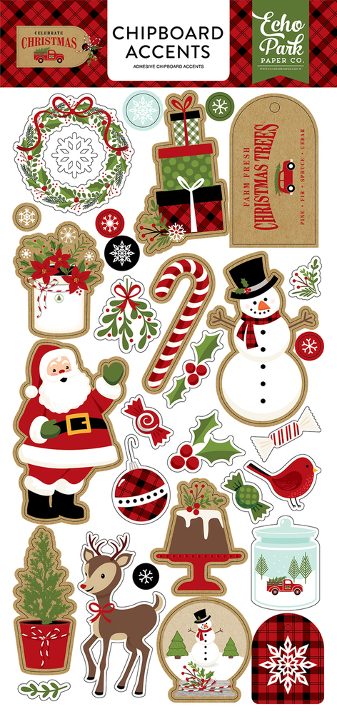Celebrate Christmas 6x13 Chipboard Accents - Echo Park