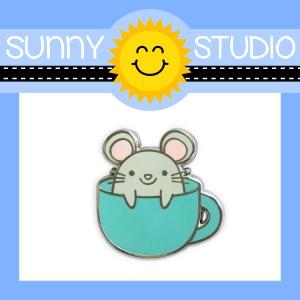 Mouse In Mug - Enamel Pin - Sunny Studio Stamps