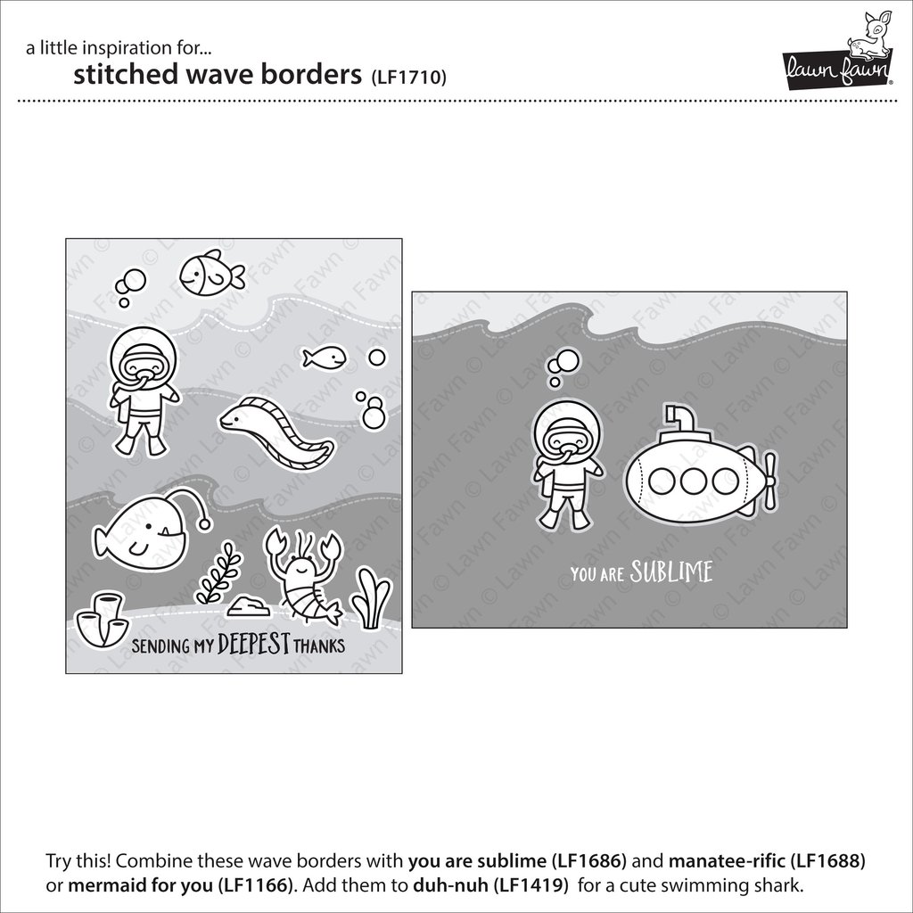 Stitched Wave Borders - Lawn Cuts Stitched Wave Borders - Lawn Cuts