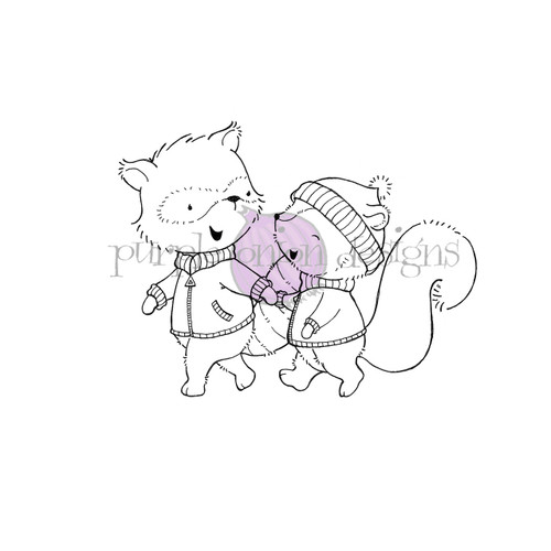 Lavender & Thyme (winter raccoon & squirrel walking) - Stacey Yacula