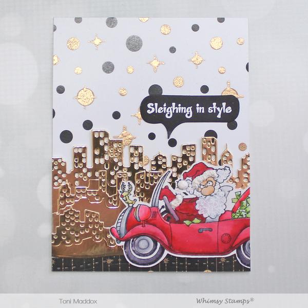 Greedy Santa - Rubber Cling Stamp