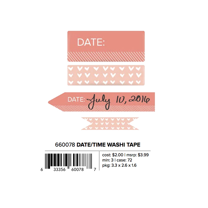Date and Time - Coral - Washi Chomper - Washi Tape