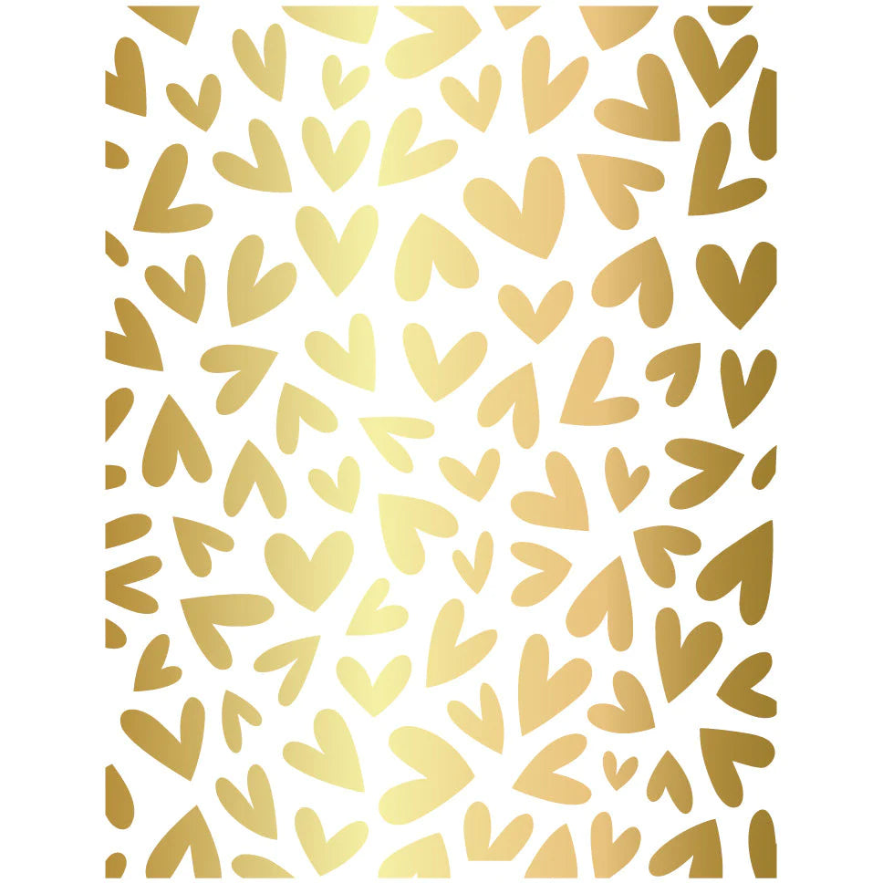 Foiled Fluttering Hearts - A2 Cover Plate Foiled Fluttering Hearts - A2 Cover Plate