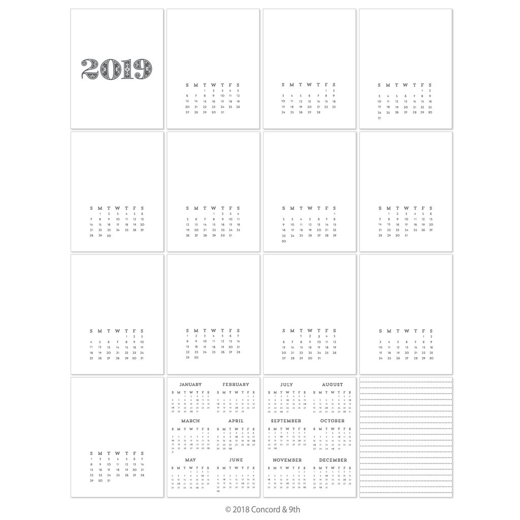 2019 Calendar