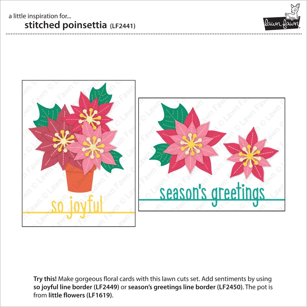 Stitched Poinsettia - Lawn Cuts
