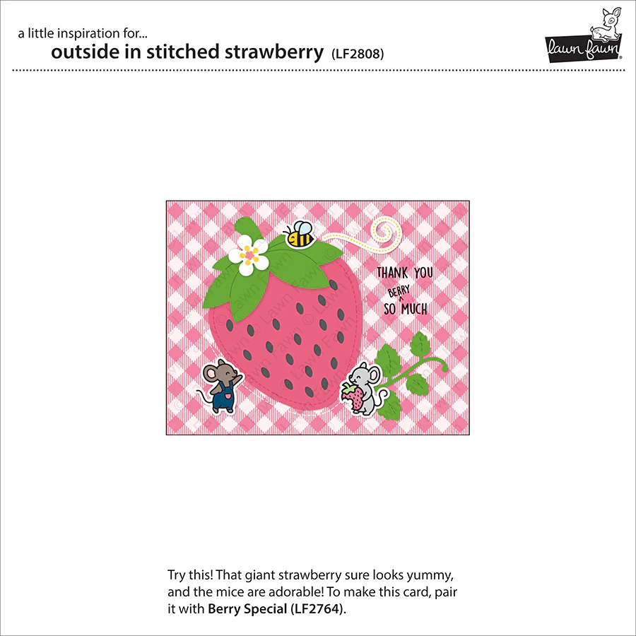 outside in stitched strawberry - Lawn Cuts outside in stitched strawberry - Lawn Cuts