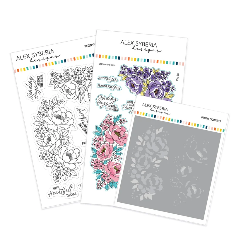 Peony Corners - Stencil Set Peony Corners - Stencil Set