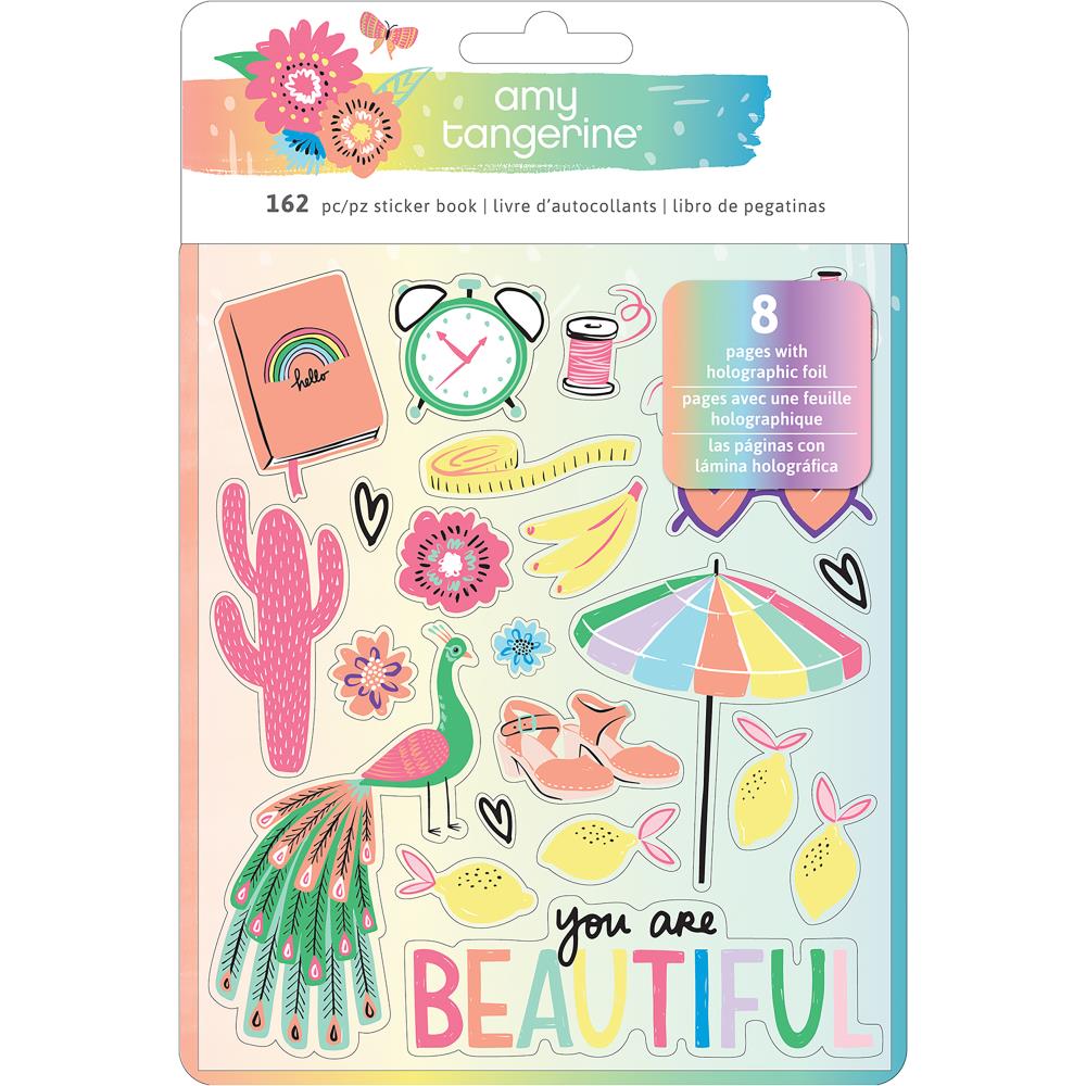 Amy Tan Sunshine & Good Times Sticker Book - Icons & Phrases W/Holographic Foil