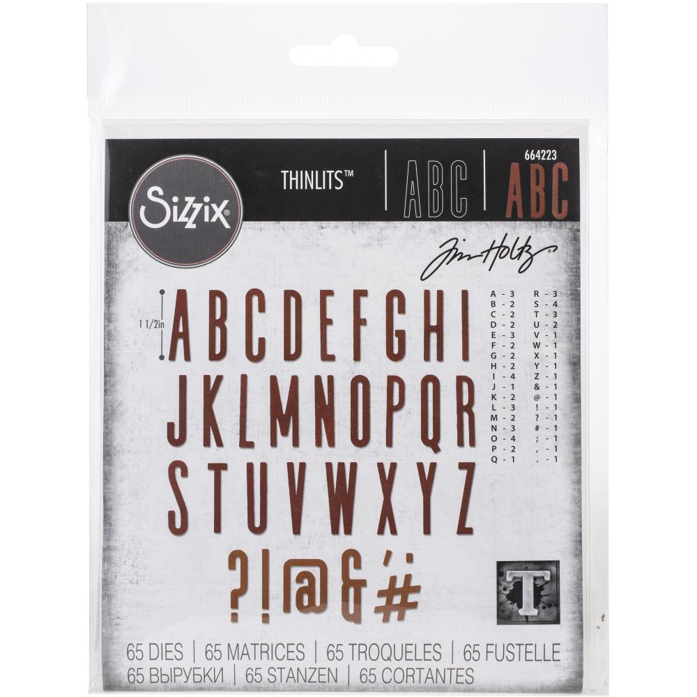 Alphanumeric, Classic Upper - Sizzix Thinlits Dies By Tim Holtz