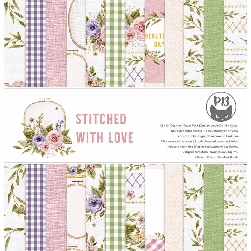 Paper Pad - 12x12 Pack - Stitched with Love Paper Pad - 12x12 Pack - Stitched with Love
