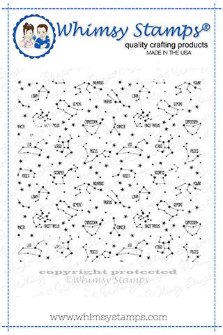 Celestial Zodiac Background - Rubber Cling Stamp