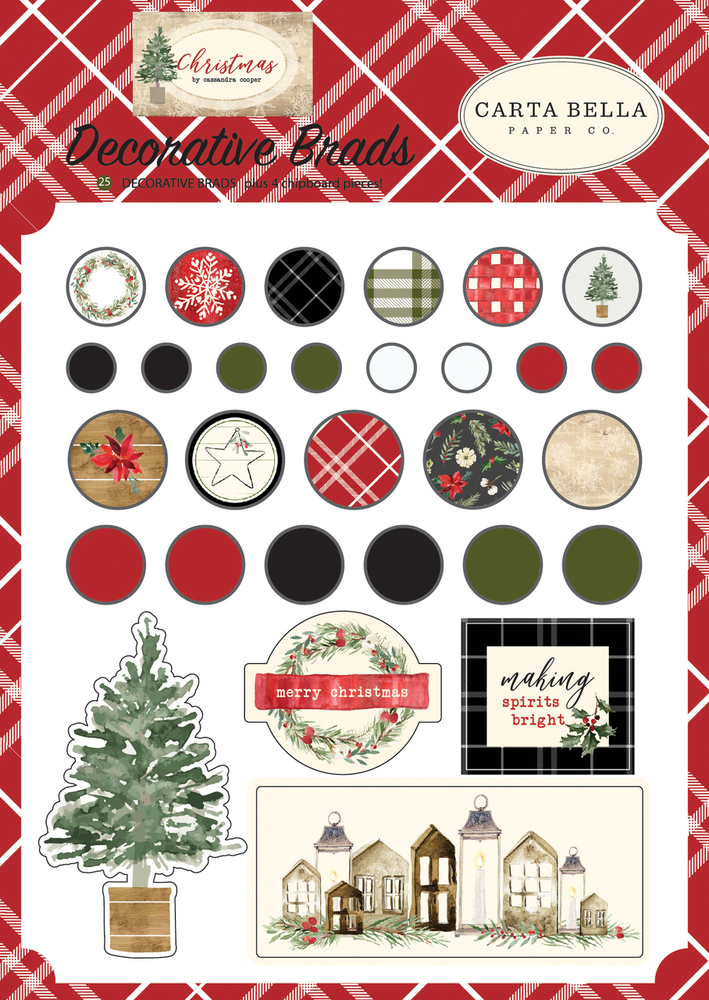 Christmas Decorative Brads - Carta Bella Christmas Decorative Brads - Carta Bella